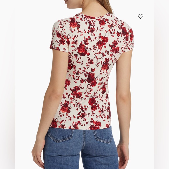 NEW L'AGENCE ressi fitted tee in black/red baroque floral - Picture 5 of 10
